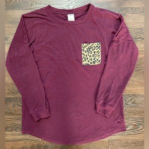 VS PINK leopard pocket long sleeve tee - size S